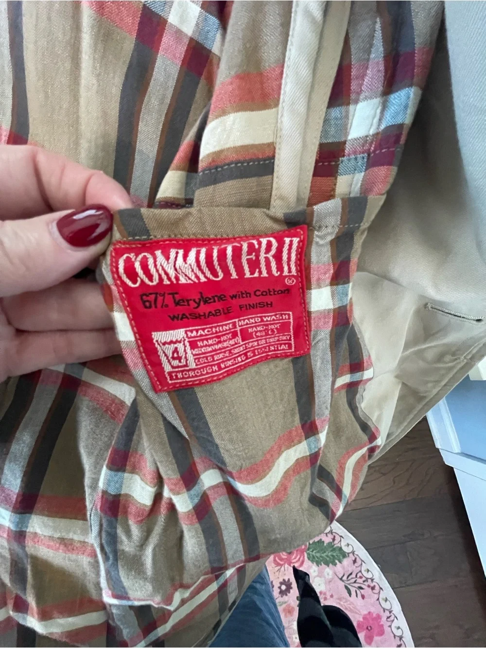 Burberrys Commuter II Vintage Classic Beige Trench Coat Plaid Lining Sz:16 w - Picture 6 of 8